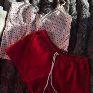 Brandy Melville Red and White Set
